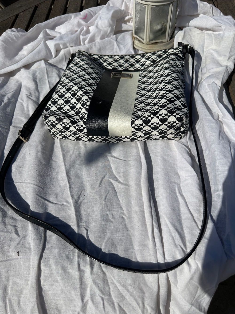 kate spade Black & White Geometric Stripe Crossbody Bag - Picture 10 of 10